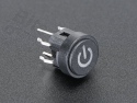 Micro switch push button (make contact) with illuminated 'power' symbol red